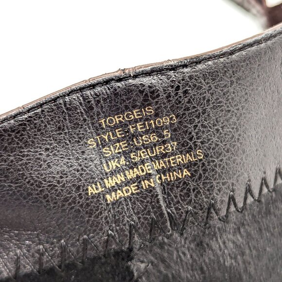 Torgeis NY Women Brown Croc Vegan Leather Stretch Elastic Panel Knee Boots sz 6. - Picture 8 of 11